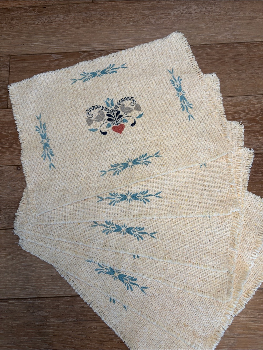 Vintage Heart & Bird Folklore Placemats